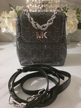 Michael Kors Black Graphic Mini Crossbody Bag